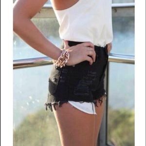 Black distressed American eagle shorts